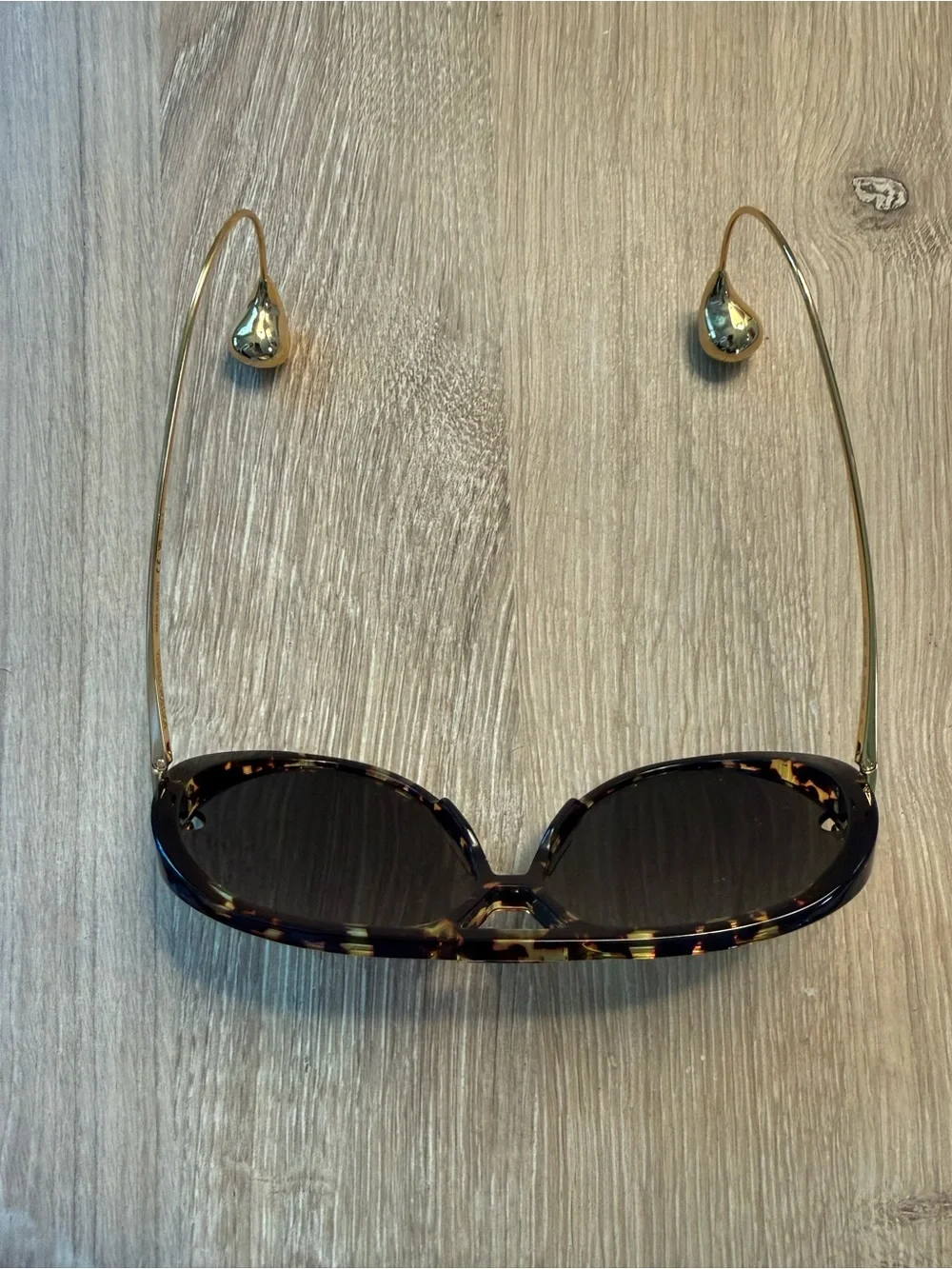 Bottega Veneta Drop Tortoiseshell Aviator Sunglasses with Gold Temples
